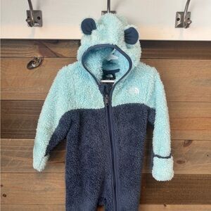 North Face Blue Fleece Snowsuit- 12-18 Months